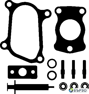 монтажен комплект, турбина за Peugeot Partner Combispace (5F) ELRING 714.630